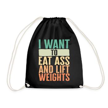 Fitness-Shirt, Ich Will essen Und Gewichte heben - Turnbeutel - Schwarz - Vorne