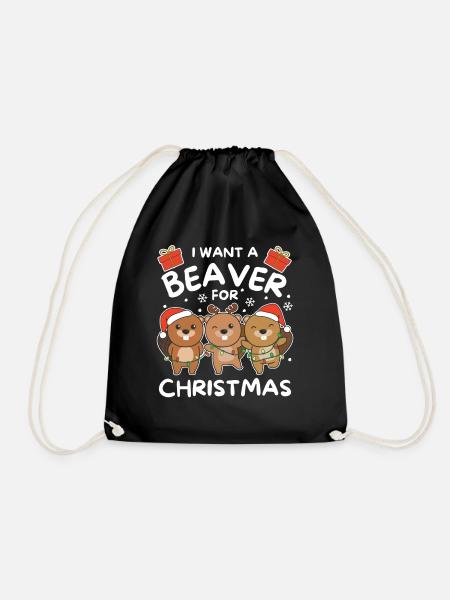 Ich will ein Biber zu Weihnachten süße Biber - Turnbeutel - Schwarz