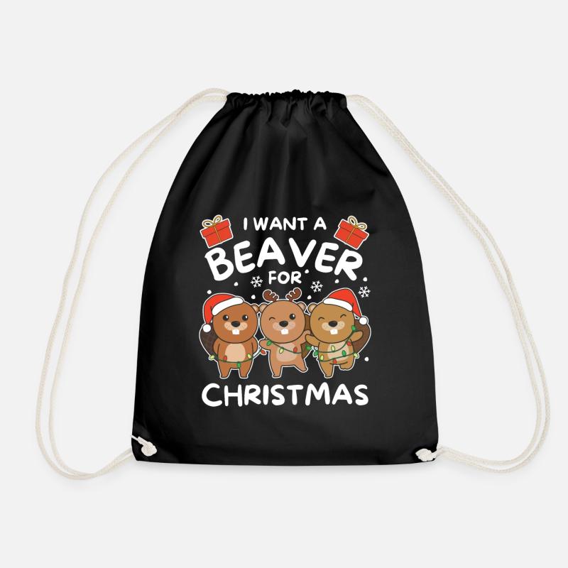 Ich will ein Biber zu Weihnachten süße Biber - Turnbeutel - Schwarz