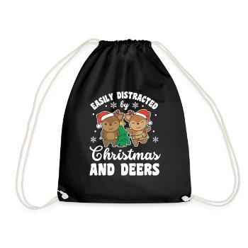 Facilement distrait par Noël et les chevreuils - Sac de sport léger - noir - Devant