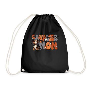 Cavalier King Charles Spaniel Groovy Cavalier mom - Drawstring Bag - black - Front
