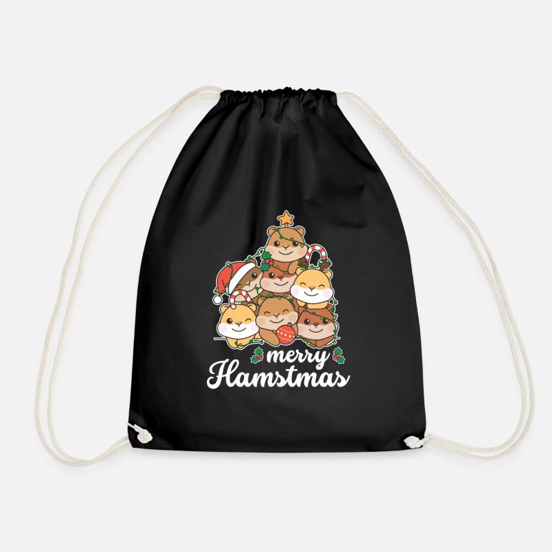 Hamster Weihnachtsbaum merry Hamstmas - Turnbeutel - Schwarz