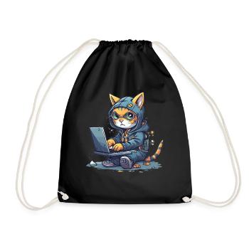 Cat Programmer Computer Software Developer Coder C - Turnbeutel - Schwarz - Vorne