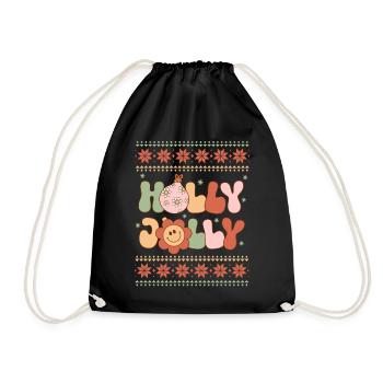 Holly Jolly Christmas - Holidays Ugly Christmas - Drawstring Bag - black - Front