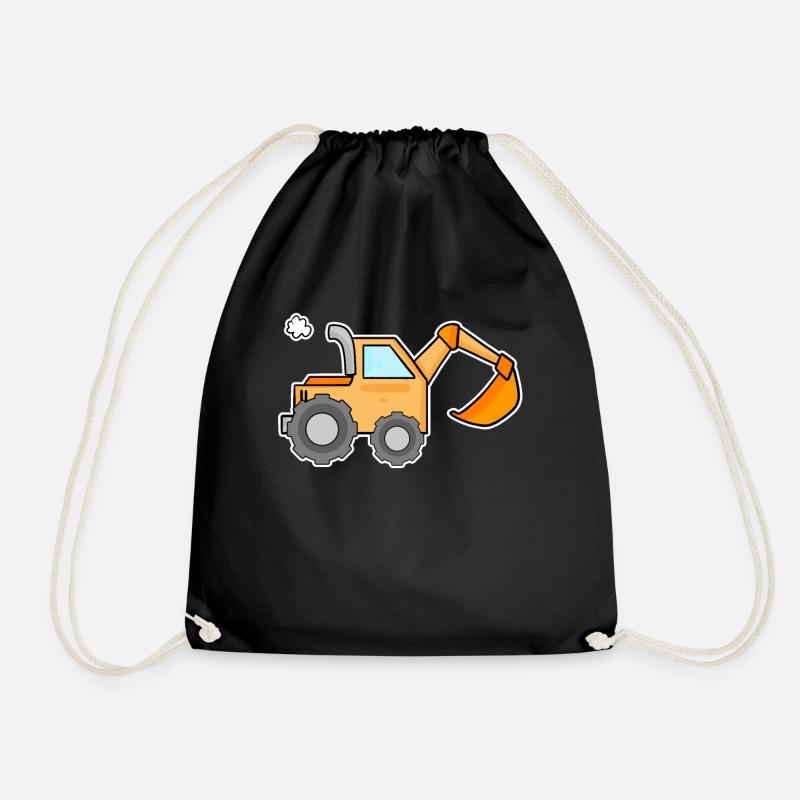 Bagger Baustelle schwere Maschinen Geschenk - Turnbeutel - Schwarz
