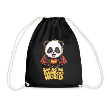 Panda as a superhero - Drawstring Bag - black - Front