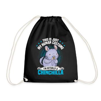 Chinchilla Kostüm Nagetier Wollmaus - Turnbeutel - Schwarz - Vorne