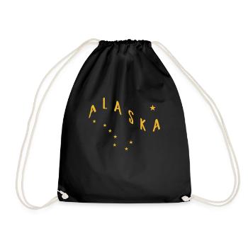Alaska Shirt, Alaska Minimalist State Flag Tee, - Drawstring Bag - black - Front