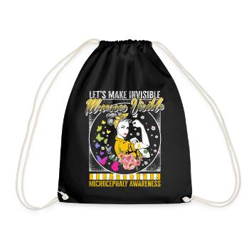 Microcephaly Awareness Shirt, Let's Make - Drawstring Bag - black - Front