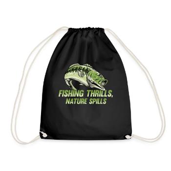 Fishing, Angler, Fisherman Fishing and Pike Fishing - Drawstring Bag - black - Front