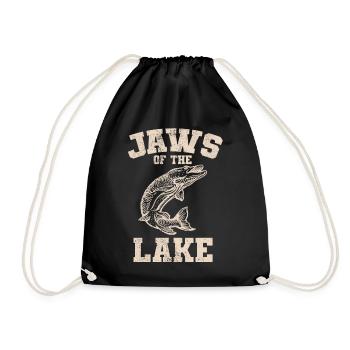 Fishing, Angler, Fisherman Fishing and Pike Fishing - Drawstring Bag - black - Front