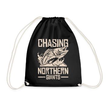 Fishing, Angler, Fisherman Fishing and Pike Fishing - Drawstring Bag - black - Front