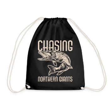 Fishing, Angler, Fisherman Fishing and Pike Fishing - Drawstring Bag - black - Front