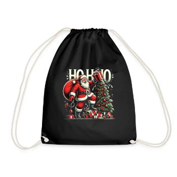 Ho Ho Ho Ugly Christmas Santa Claus Weihnachtsmann - Drawstring Bag - black - Front