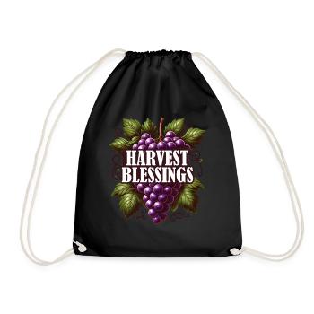 Blessing Harvest Thanksgiving Turkey Time for Boys - Drawstring Bag - black - Front