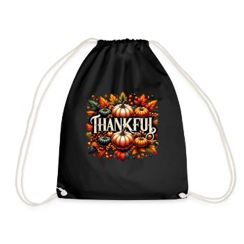 Thankful Fall - Thanksgiving Turkey Time Kids - Drawstring Bag - black - Front