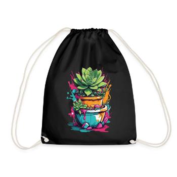 Urban Streetwear Succulents Plants Splendor - Drawstring Bag - black - Front