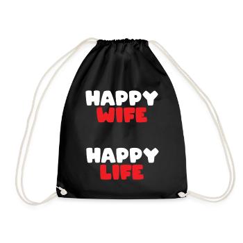 Drôle Dire Femme Heureuse Vie Heureuse - Sac de sport léger - noir - Devant