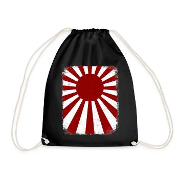 Japanese Sunrise Japan Samurai Flag - Drawstring Bag - black - Front