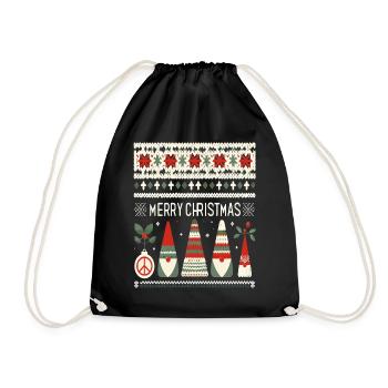 Christmas Gnomes Strickmuster - Turnbeutel - Schwarz - Vorne