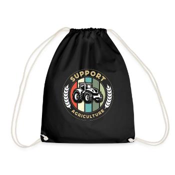 Harvester Support Agriculture Farming Life Farmer - Drawstring Bag - black - Front