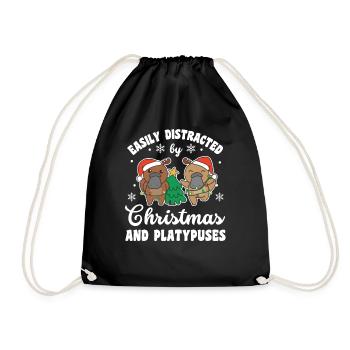Easily distracted by Christmas and platypus - Drawstring Bag - black - Front