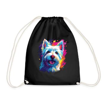 Watercolor Colorful West Highland White - Drawstring Bag - black - Front