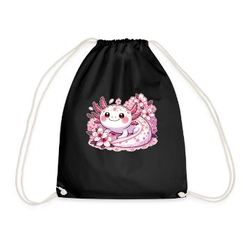 Axolotl de printemps avec des fleurs de cerisier Sweet Spring - Sac de sport léger - noir - Devant