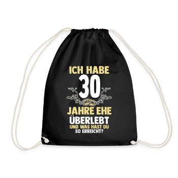 Ehe Perlenhochzeit 30 Jahre Verheiratet Hochzeitst - Turnbeutel - Schwarz - Vorne