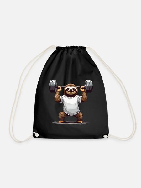 Faultier Bodybuilder Gym Humor Design - Turnbeutel - Schwarz