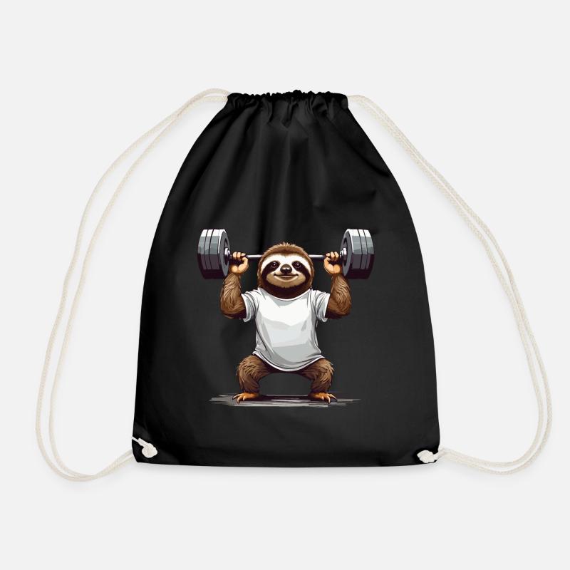 Faultier Bodybuilder Gym Humor Design - Turnbeutel - Schwarz