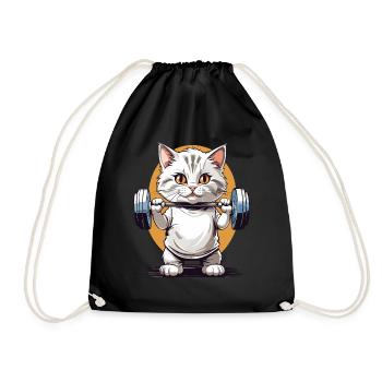 Bodybuilder Cat Barbell Fitness Design - Sac de sport léger - noir - Devant