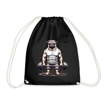 Muscular Pug Gym and Dog Lover - Drawstring Bag - black - Front