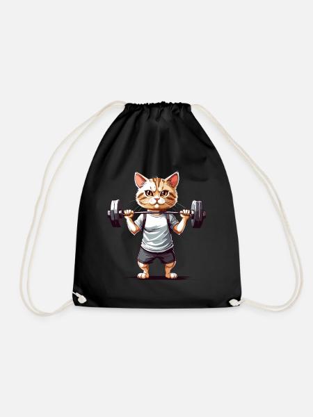 Conception d’humour de gymnase de chat musclé - Sac de sport léger - noir