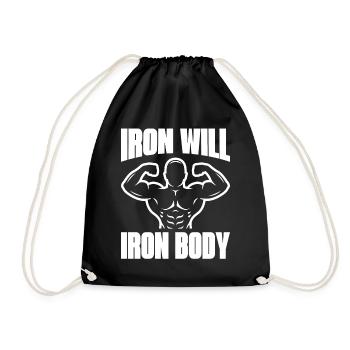 Iron Will Iron Body Weightlifting Workout Exercise - Turnbeutel - Schwarz - Vorne