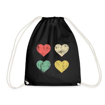 Hearts Pattern Valentines Day - Drawstring Bag - black - Front