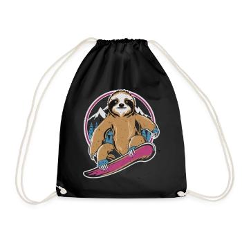 Snowboard Sensation: The Cool Sloth - Drawstring Bag - black - Front