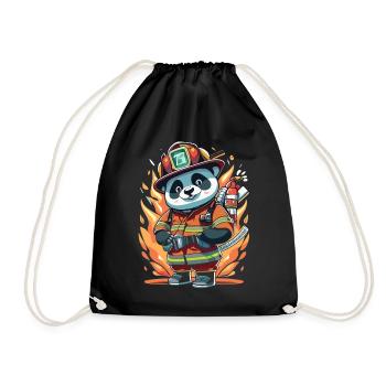 Heroic Design: The Fire Brigade Panda - Drawstring Bag - black - Front