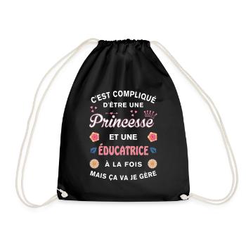 Cadeau Humoristique Éducatrice Princesse - Sac de sport léger - noir - Devant