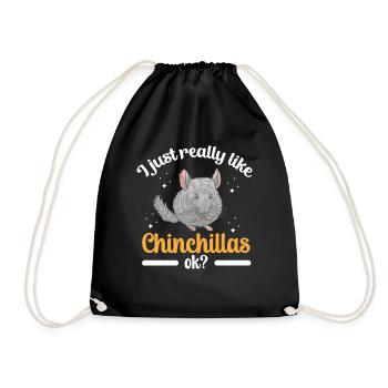 Ich mag Chinchillas Nagetier Wollmaus - Turnbeutel - Schwarz - Vorne