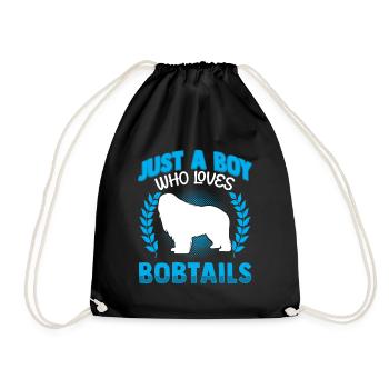 Boy Who Loves Bobtail Old English Shepherd - Drawstring Bag - black - Front
