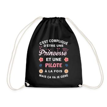 Cadeau Humoristique pilote Princesse - Sac de sport léger - noir - Devant