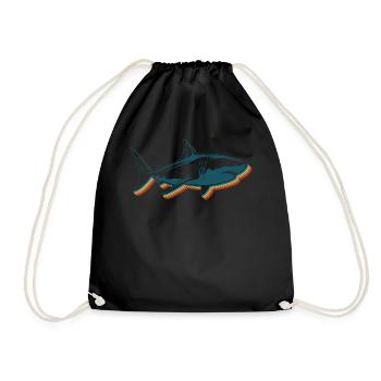 Fishing Shirt, Shark Vintage Fish Fishing Great - Drawstring Bag - black - Front