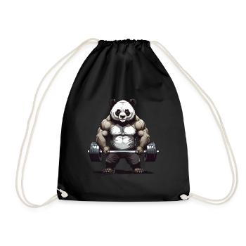 Panda Bodybuilding Powerlifting Design - Drawstring Bag - black - Front