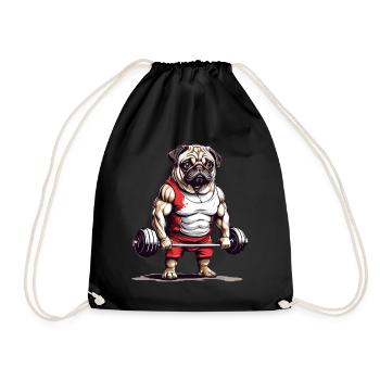 Entraînement de carlin musculaire avec amour de chien - Sac de sport léger - noir - Devant