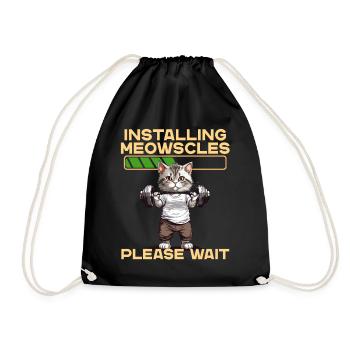 Meowscles Lustiges Katzen Bodybuilder Workout - Turnbeutel - Schwarz - Vorne