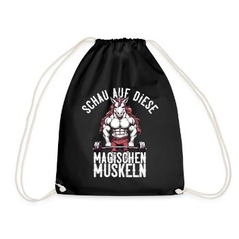 Einhorn Bodybuilder Magische Muskeln Design - Turnbeutel - Schwarz - Vorne