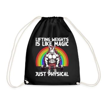Bodybuilder Unicorn Workout Magic Saying - Drawstring Bag - black - Front