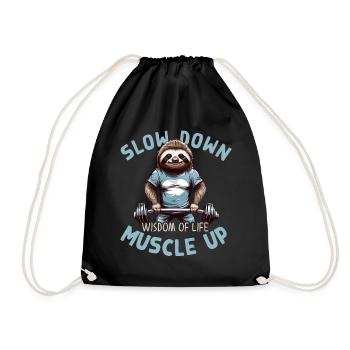 Paresseux Workout Dire Fitness avec un sourire - Sac de sport léger - noir - Devant
