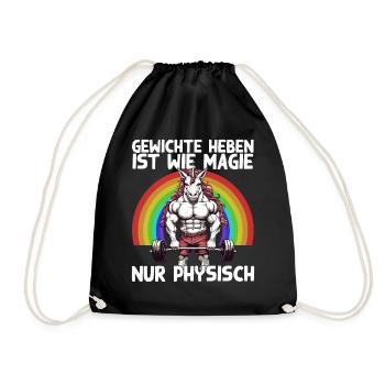Magisches Einhorn Bodybuilding Spruch Design - Turnbeutel - Schwarz - Vorne
